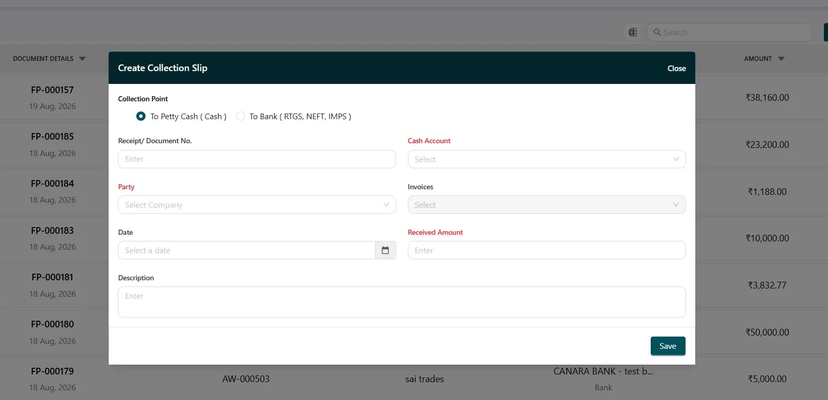 Top / invoice header