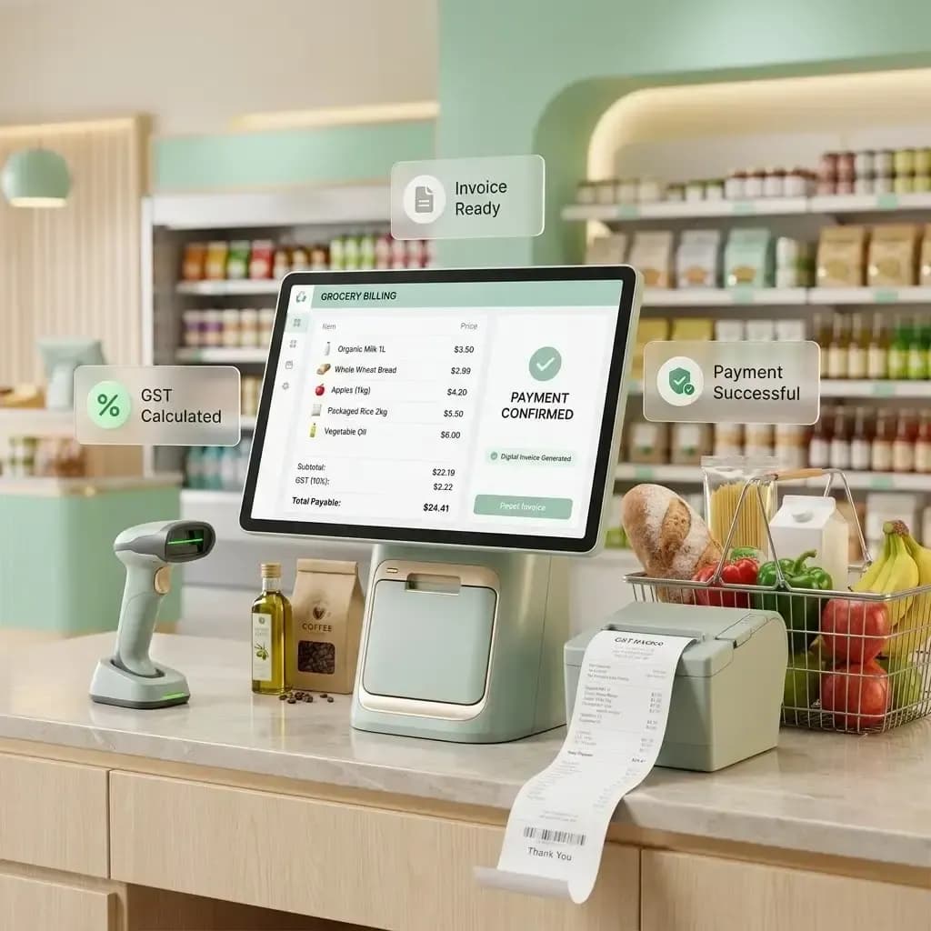Speed Up Checkout with Barcode Billing, POS & GST Automation