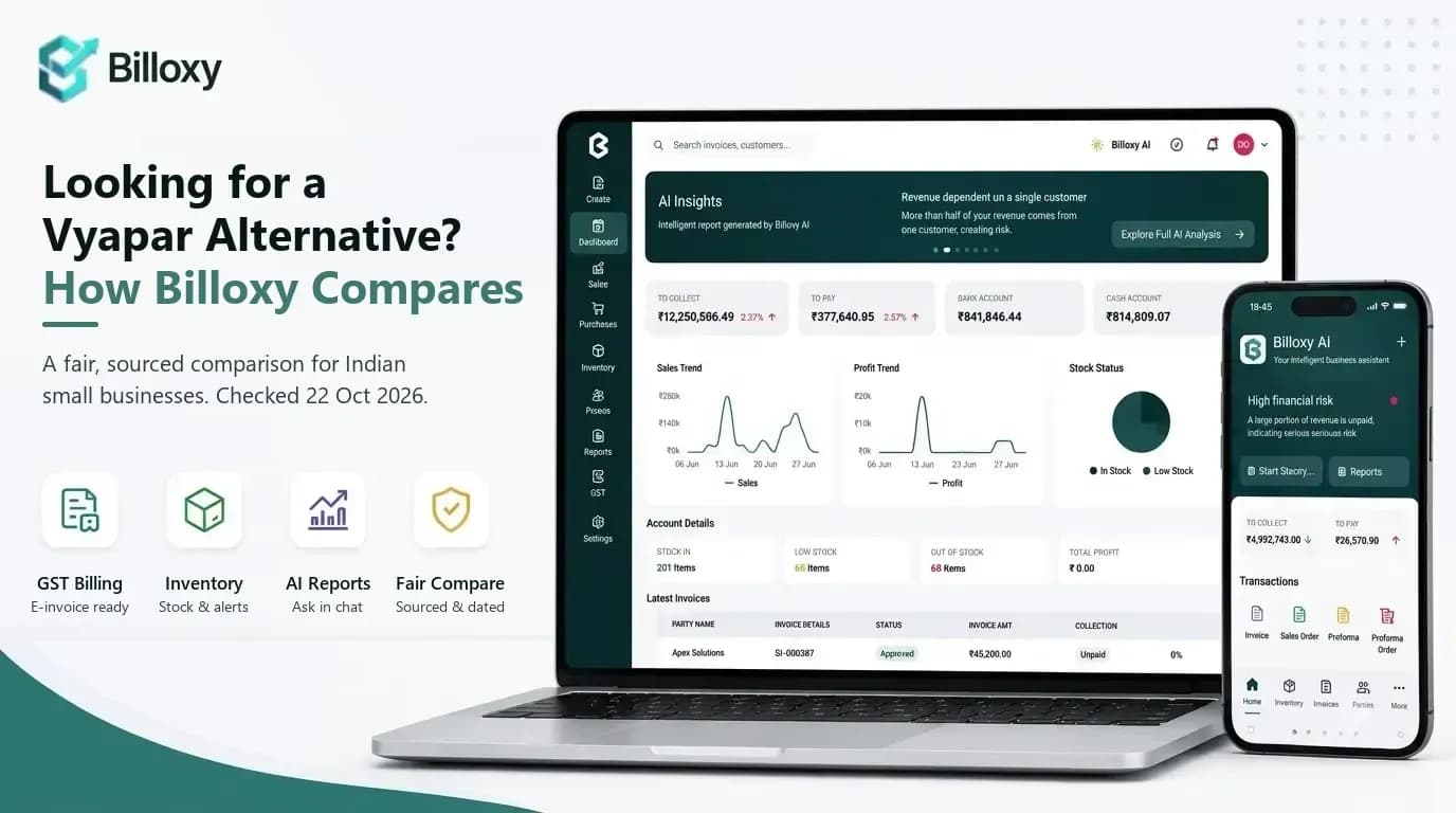 billoxy - Looking for a Vyapar alternative? How Billoxy compares in 2026